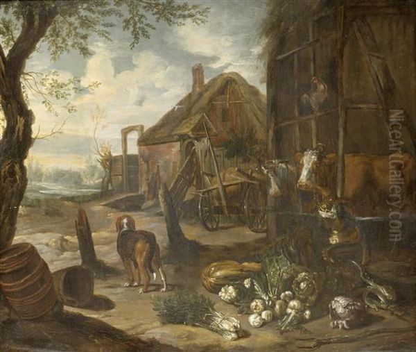 Landscape With Afarm Oil Painting by Govert Dircksz. Camphuysen