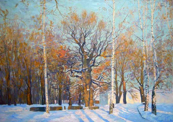 Alte Eichenbaum in Stadt Kolomenskoe. Ol auf Leinwand. 120 * 166.5 cm. Oil Painting by Simon Kozhin