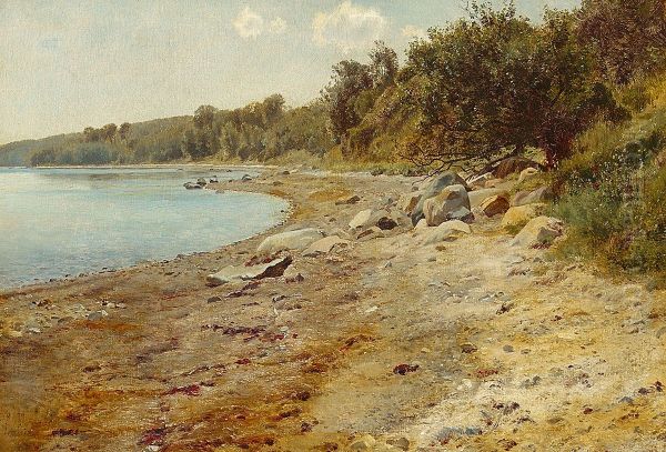 The beach at Marselisborg forest. Oil Painting by Janus la Cour