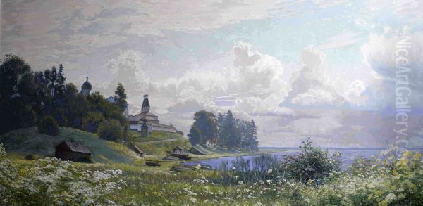 Ferapontov Manastiri. 2003. Tuval uzerine yagliboya. 120 x 287 cm Oil Painting by Simon Kozhin