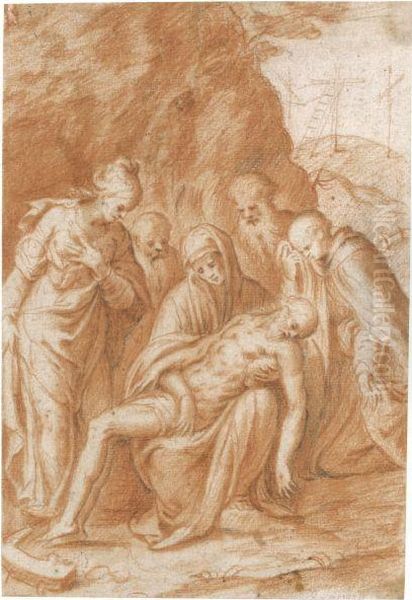 The Lamentation With Saint Catherine Of Alexandria Oil Painting by Bernardino Campi