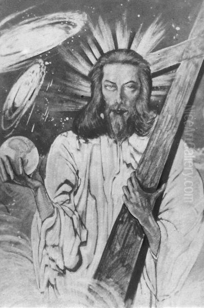 Christ with the Cross Oil Painting by Stanislaw Ignacy Witkiewicz