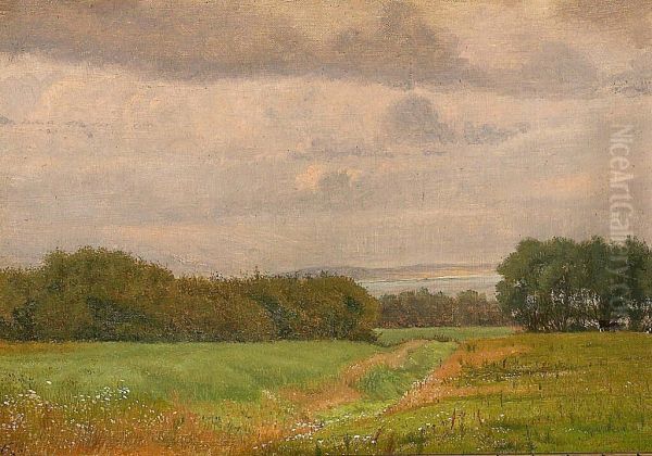 Landscape from Bisholt at Horsens. Oil Painting by Vilhelm Kyhn