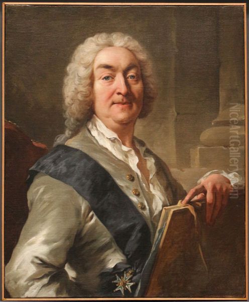 Autoportrait au carton a dessins Oil Painting by Jean-Francois de Troy