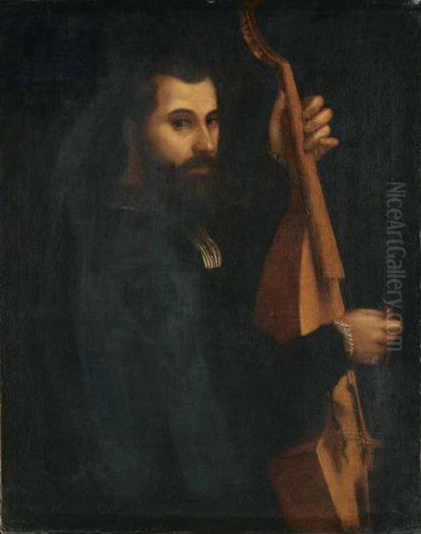 Ritratto Di Un Musico Che Suona La Viola Oil Painting by Giulio Campi