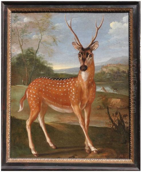 Ganges deer Oil Painting by Nicasius Bernaerts