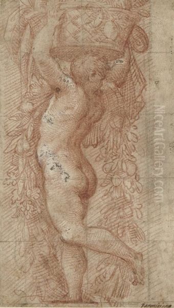 A Putto Carrying A Basket Of Fruit Oil Painting by Giulio Campi