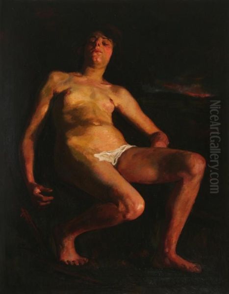 Nude Oil Painting by Jeno Gyarfas