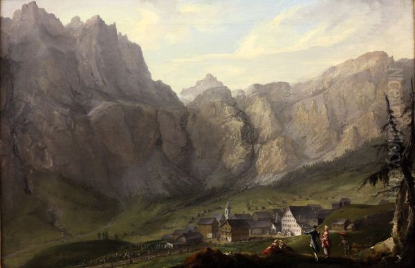 Leukerbad Oil Painting by Caspar Wolf