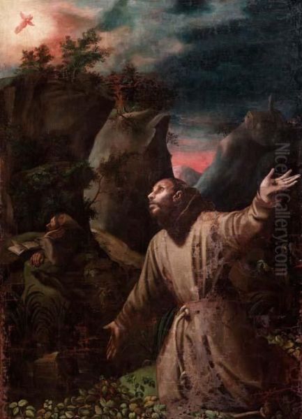 San Francesco Riceve Lestigmate Oil Painting by Vincenzo Campi