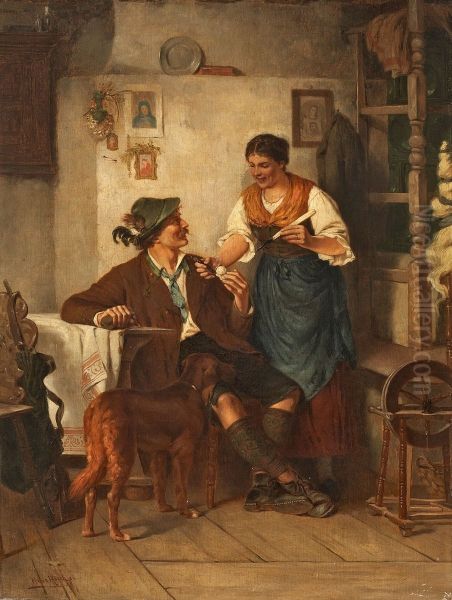 In der Bauernstube. Oil Painting by Hans Hoesch