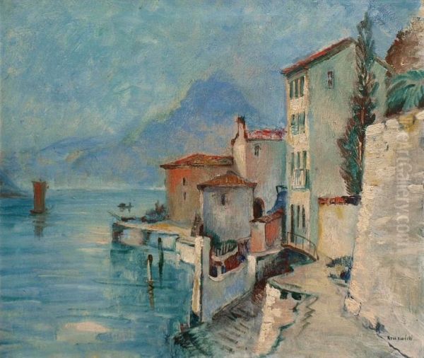 Lago di Lugano Oil Painting by Hans Kruzwicki