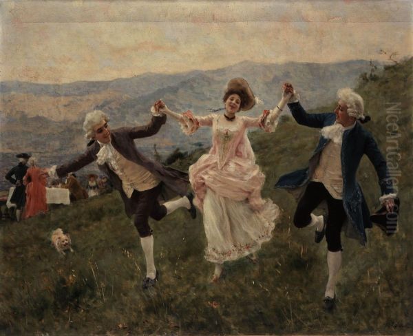 Playing in the field Oil Painting by Federico Andreotti