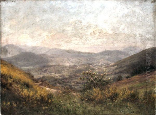 Mountain Landscape Oil Painting by Anton Dieffenbach