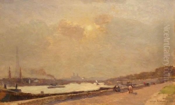 Bords de la Seine, Cours La Reine Oil Painting by Albert Lebourg