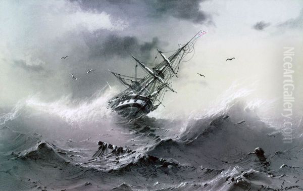 Sinking Ship Oil Painting by Ivan Aivazovsky