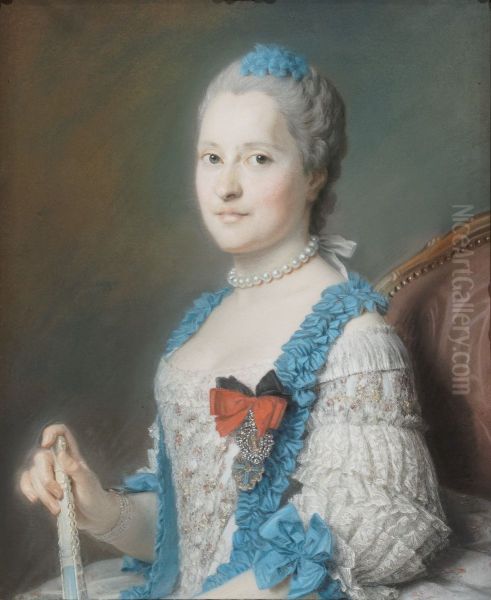 Portrait de Marie-Josephe de Saxe, dauphine (1731-1767) Oil Painting by Maurice Quentin de La Tour