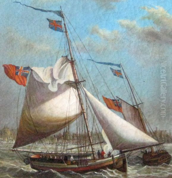 Ships sailing off the coast (England?) Oil Painting by unknown