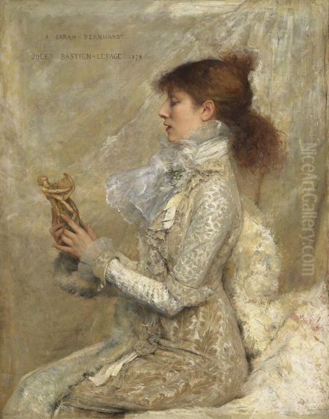 Portrait de Sarah Bernhardt Oil Painting by Jules Bastien-Lepage