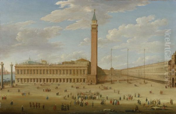 View of the Piazza San Marco, Venice, with the Piazzetta Oil Painting by Hendrik Frans Van Lint