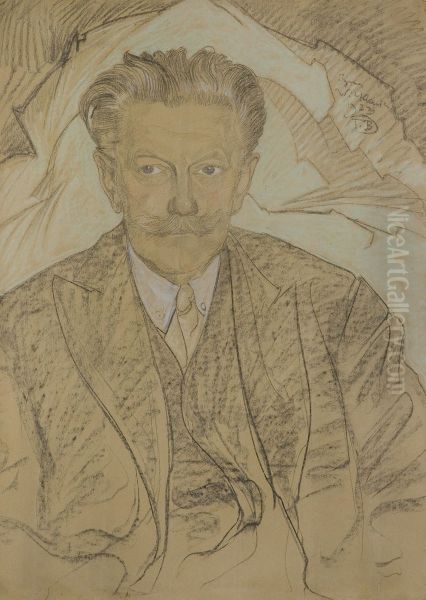 Portrait of Czeslaw Jankowski Oil Painting by Stanislaw Ignacy Witkiewicz