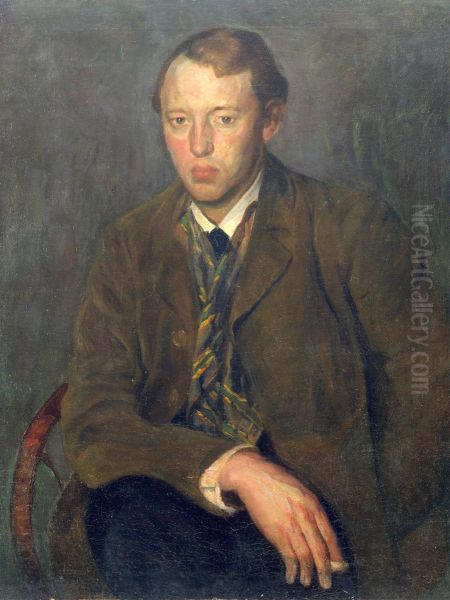 Self-portrait Oil Painting by Aksel Waldemar Johannessen