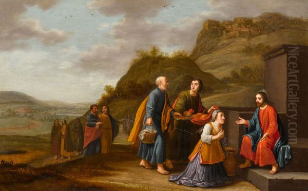 Christ and the woman of Samaria at the well Oil Painting by Floris van Schooten