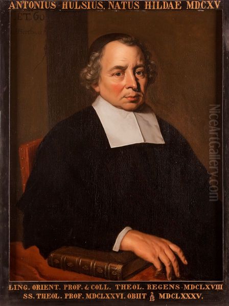 Portret van Antonius Hulsius, hoogleraar Godgeleerdheid en Hebreeuws te Leiden Oil Painting by Hendrick Berckman