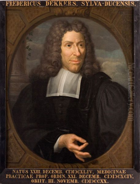 Portret van Frederik Dekkers, hoogleraar Geneeskunde te Leiden Oil Painting by Hieronymus van der Mij