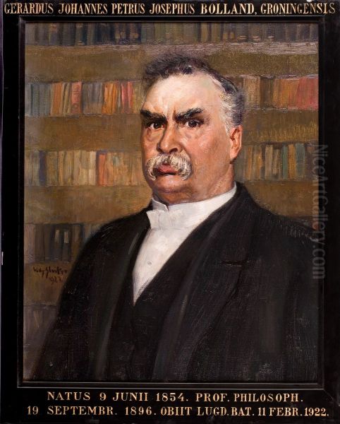 Portret van Gerardus Johannes Petrus Josephus Bolland, hoogleraar Wijsbegeerte te Leiden Oil Painting by Jan Willem Sluiter