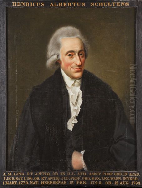 Portret van Hendrik Albert Schultens, hoogleraar Oosterse Talen en Hebreeuwse Oudheden te Leiden Oil Painting by Wybrand Hendricks