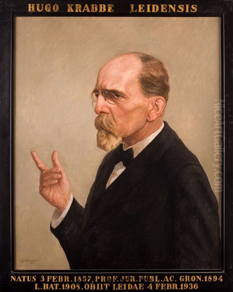 Portret van Hugo Krabbe, hoogleraar Rechtsgeleerdheid te Leiden Oil Painting by Carl Albert Feldmann