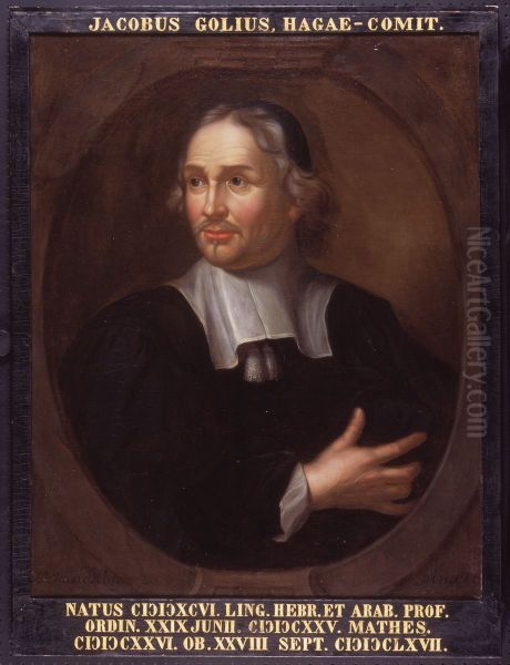 Portret van Jacob Golius, hoogleraar Arabisch en Wiskunde te Leiden Oil Painting by Hieronymus van der Mij