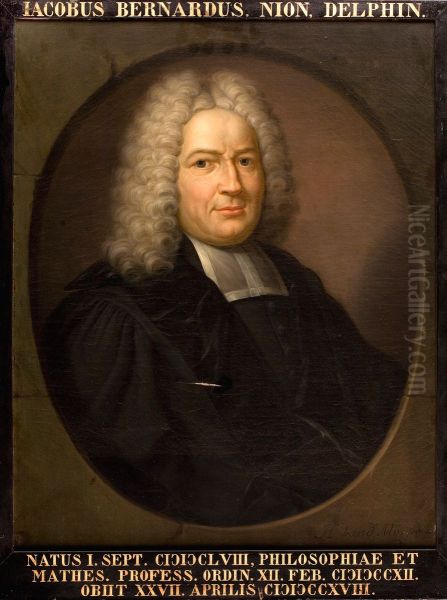 Portret van Jacques Bernard, hoogleraar Wijsbegeerte en Wiskunde te Leiden Oil Painting by Hieronymus van der Mij