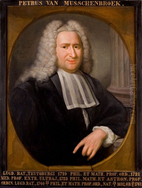 Portret van Petrus van Musschenbroek, hoogleraar Wiskunde en Wijsbegeerte te Leiden Oil Painting by Hieronymus van der Mij