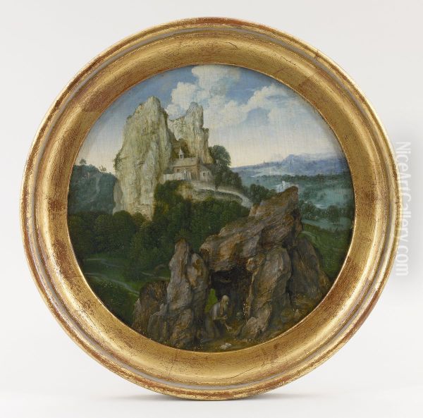 Rotslandschap met Hieronymus Oil Painting by Joachim Patinir