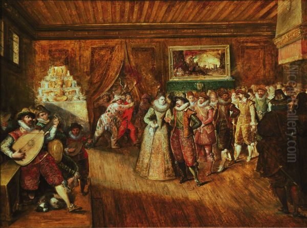 The wedding-party; in the background Lot and his daughters Oil Painting by Frans Francken I