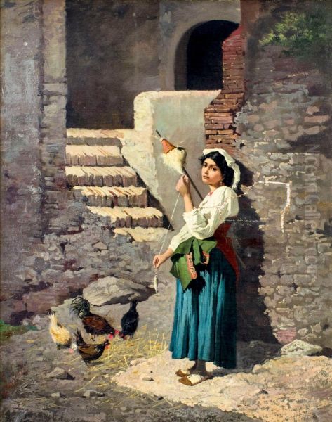 Italian peasant girl Oil Painting by Filippo Indoni