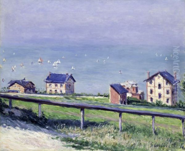 Regates en mer, a Villerville Oil Painting by Gustave Caillebotte