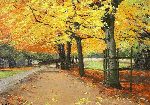 Scenery in autumn. Oil Painting by H. A. Brendekilde