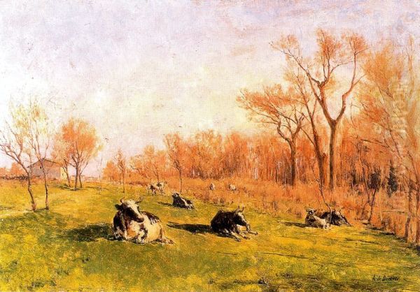 Vacas en las tapias del Pardo Oil Painting by Aureliano De Beruete