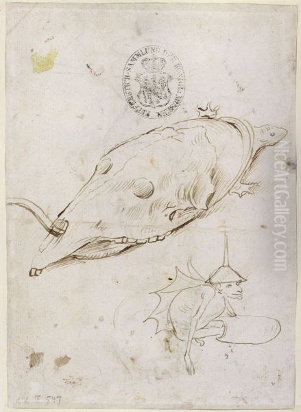 Two Monsters (verso) Oil Painting by Hieronymus Bosch