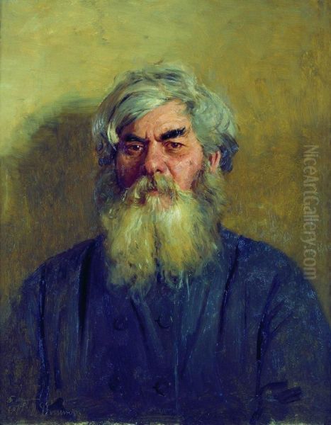 A peasant with an evil eye. Oil Painting by Ilya Repin