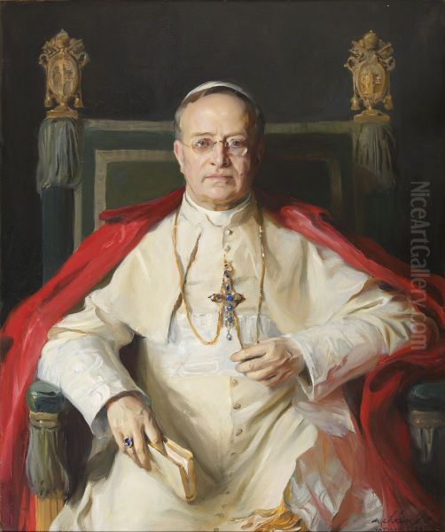 Portrait of Pope Pius XI (1857-1939) Oil Painting by Philip de Laszlo