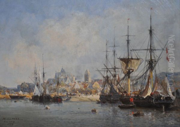 Le port de Fecamp Oil Painting by Jules Achille Noel