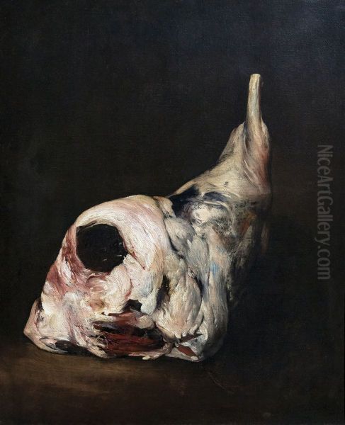 A leg of lambFrancais:Un gigotItaliano:Un cosciotto Oil Painting by Augustin Theodule Ribot