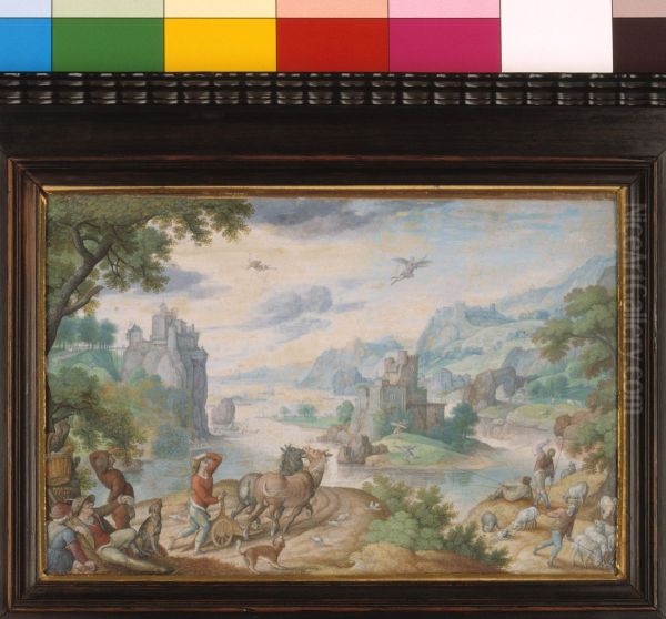 Landschap met de val van Icarus Oil Painting by Hans Bol