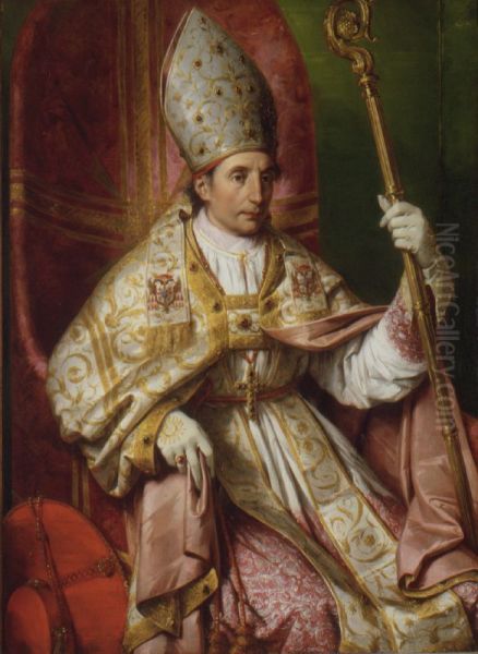 Portrait of cardinal Cesare Nembrini Pironi Gonzaga Oil Painting by Francesco Podesti