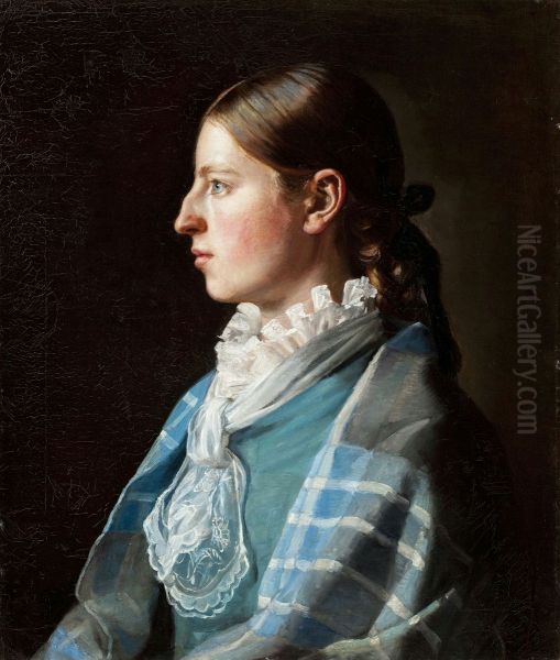 Portrait of the artist's fiancee, Anna Brondum. Oil Painting by Michael Peter Ancher