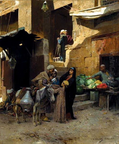 Inside the Souk Oil Painting by Charles Wilda